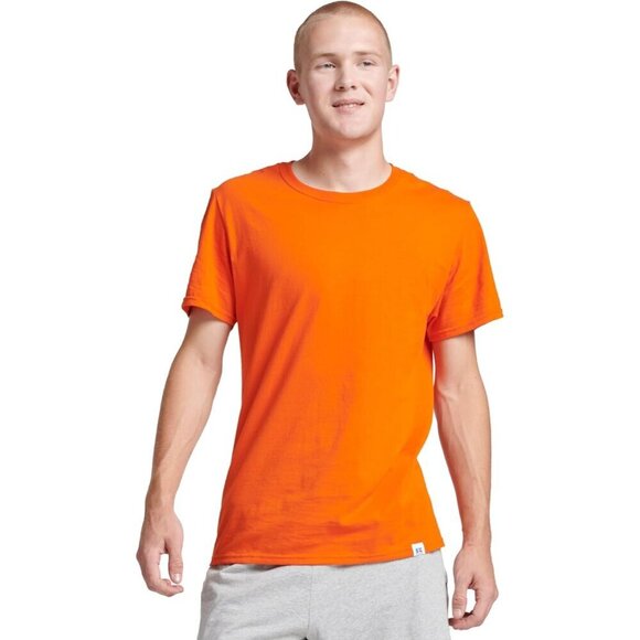 ✨Men's Orange Athletic Cotton Blend Short Sleeve Tees Wicking Protection Shirt - Picture 1 of 5